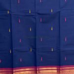 Deep Navy Mangalagiri Saree with Magenta Zari Border