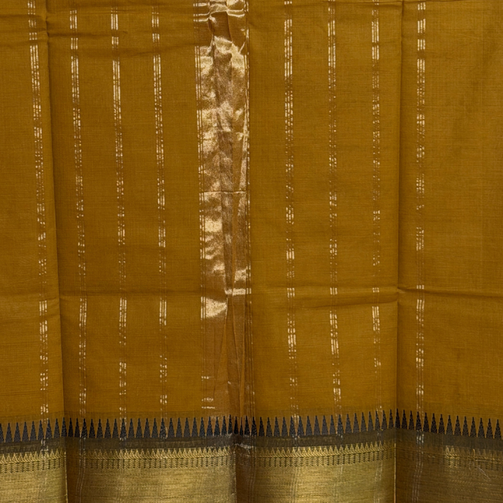Mustard Gold Mangalagiri with Temple Zari Border