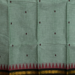 Silver Grey Checked Mangalagiri with Peacock Zari Border