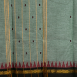 Silver Grey Checked Mangalagiri with Peacock Zari Border