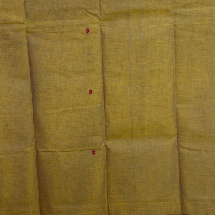 Lime Yellow Handloom Mangalagiri with Pink Peacock Zari Border