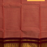Peach-Salmon Semi-Silk Saree with Maroon Peacock Zari Border