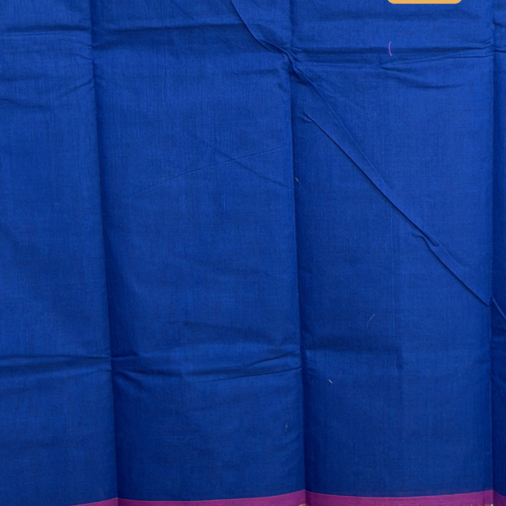 Deep Navy Mangalagiri Saree with Magenta Zari Border