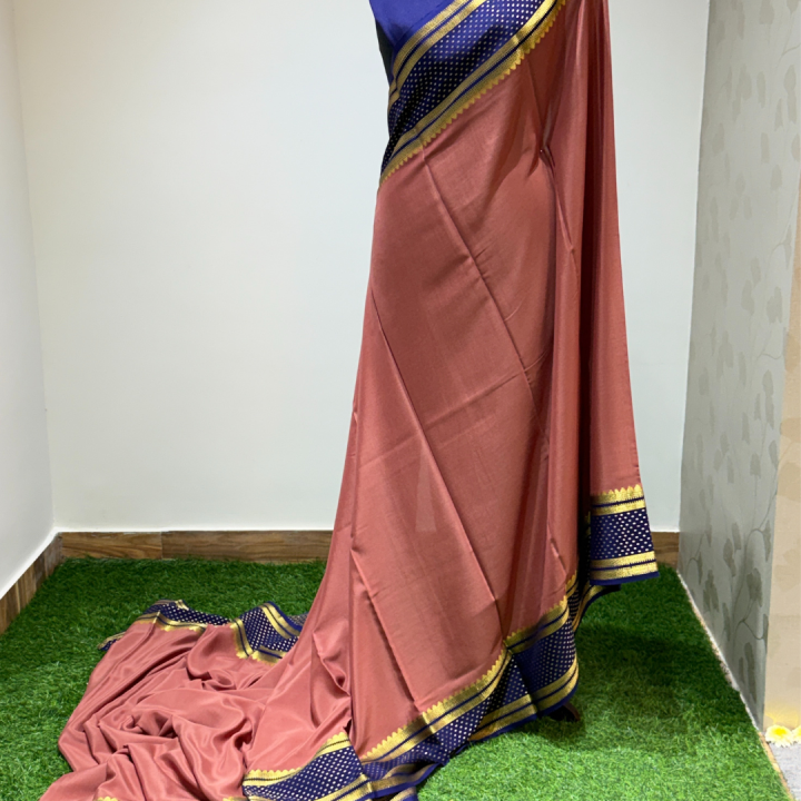 Terracotta & Navy Blue Dual‑Tone Saree