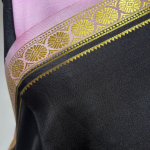 Midnight Black & Rose Pink Zari Border Chiffon Silk Saree