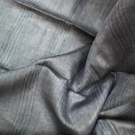 Charcoal Grey & Silver Linear Linen Saree