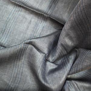 Charcoal Grey & Silver Linear Linen Saree