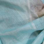 Cyan & Multicolour Abstract Floral Linen Saree