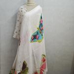 Multicolour Butterfly Print Linen Saree
