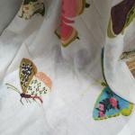 Multicolour Butterfly Print Linen Saree