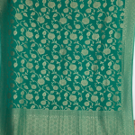 Emerald Green Floral Semi-Banarasi Saree