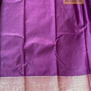 Seafoam Green Semi-Silk Saree with Royal Purple Floral Border